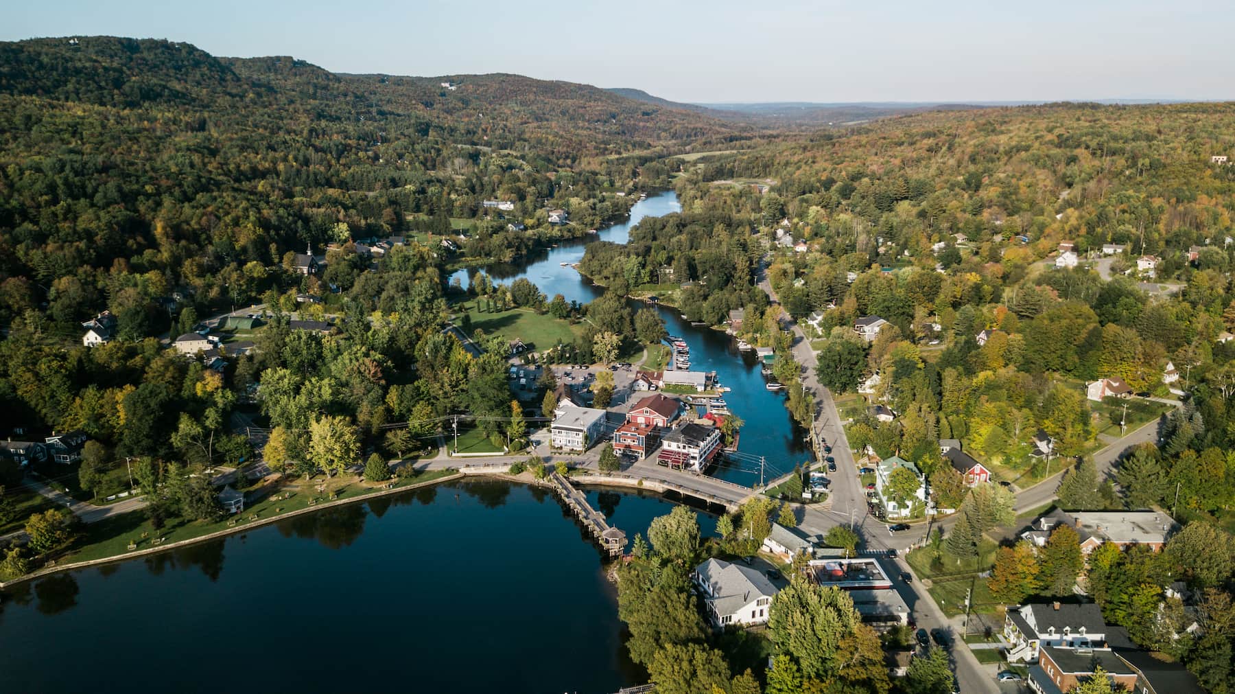 Vue aérienne de North Hatley